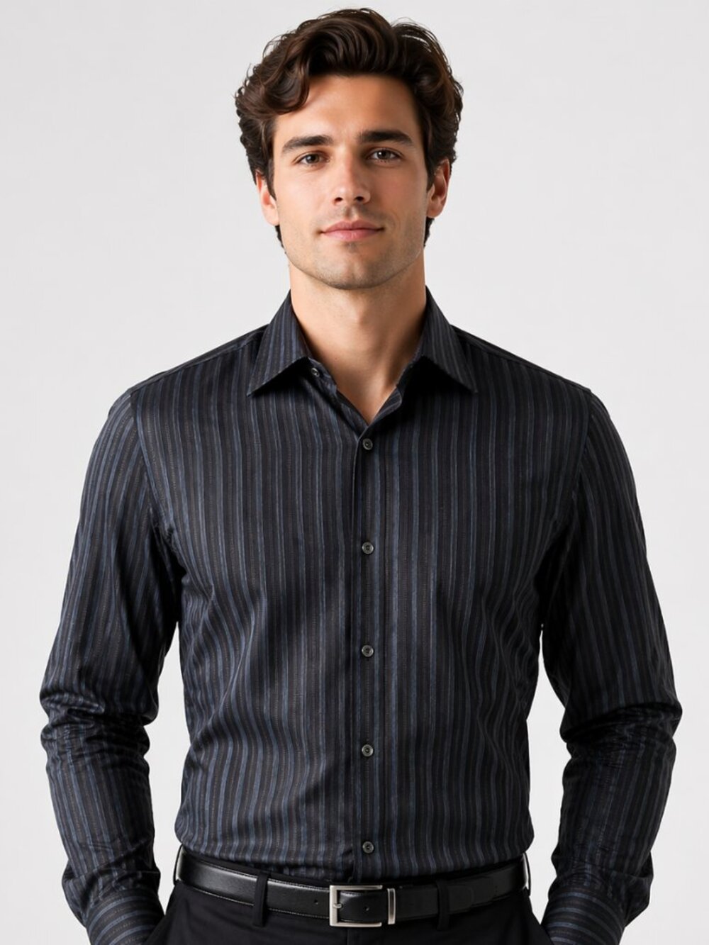 Calvin Klein Men's Shirt Size M Blue Striped Long Sleeve Button Up Dress Casual